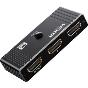 HDMI Switch 8K 60Hz - HDMI 2.1 Switcher 2 in 1 Out, 4K@120Hz Aluminum HDMI 2.1 Splitter, Manual Switch Compatible with PS5/4/3 Xbox Fire Stick Blu-Ray Player (Black)