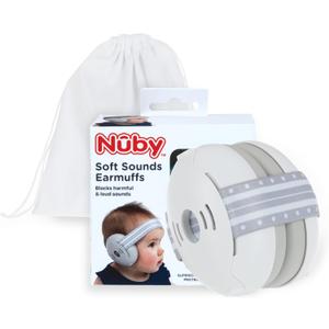 Nuby Soft Sounds Noise-Canceling Earmuffs with Travel Case (White)