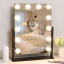 Vanity Mirror with Lights,Lighted Vanity Mirror with 12 Dimmable Bulbs for Dressing Room & Bedroom,3 Color Lighting,Modes Detachable 10x Magnification 360Ratation (16.8"L x 13.3"W, Black)