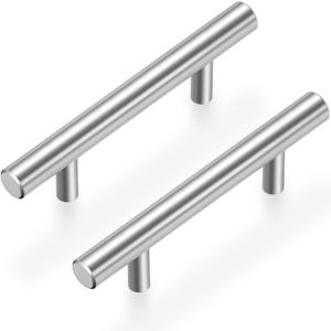 Estmoon 30 Pack Brushed Nickel Cabinet Handles 3 Inch Hole Center Drawer Pulls Stainless Steel Cabinet Pulls Silver Kitchen Handles Cabinet Hardware for Drawers, Cupboards - 5" Length, 3" Hole Center