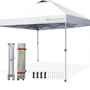 Anytee-10x10 Pop Up Canopy Tent, Easy Up Waterproof Outdoor Canopy with Wheeled Bag, Sun Shade for Patio, Backyard, Parties, Camping-White Ventilated