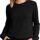 DAIMIDY Women's Sweaters Crewneck Jumper Tops Cotton & Modal Tops (Large, A01 Black)