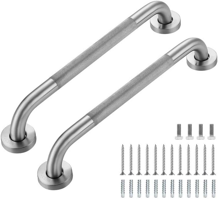 Grab Bars for Shower, 2 Pack 16-Inch Anti Slip Shower Handles for Elderly, Safety Shower Grab Bar, Stainless Steel Handicap Grab Bars for Bathroom,Toilet (Brushed Nickel, 1" Diameter)