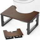 Bamboo Toilet Stool Squat, 7in 8 in & 9in Adjustable Heights, Foldable Poop Stools for Bathroom Adults, Squat Stool Potty with Non-Slip, Sturdy Pooping Step Stools, Brown