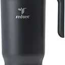 EDUCE Chiller Vacuum Insulated 40 oz Tumbler with Spill-Proof Silicone Straw - Sustainable Tritan Lid with Water Intake Markers - Soft Sit Base Travel Mug - Dishwasher Safe - Phantom