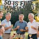 50 is Fine When You Look 39 Pre-Strung Banner for 50th Birthday Decorations Black