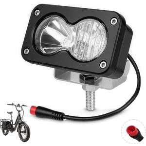 Ebike Light, Clear White 6000-6500K Spot Floodlight 20W Ebike Headlight - 2Pin Compatible for Rad Power Bikes RadRunner RadMini RadRover RadExpand Vamoose Mammoth