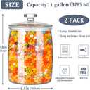 Folinstall 2 Pack 1 Gallon Glass Cookie Jar, Large Glass Jar with Airtight lid, Glass Food Storage Container for Cookies, Candy, Flour, Dog Treats, Coffee, Apothecary Jars