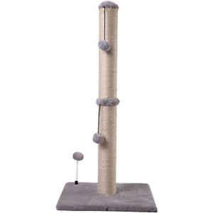 MECOOL 34 Tall Cat Scratching Post Premium Basics Kitten Scratcher Sisal Scratch Posts Trees with Hanging Ball for Indoor Cats, Gray