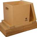 Vinyl Record Storage Box for 12" Records & Moving - Sturdy Cardboard with Removable Lid, Holds Up to 60 Vinyls/Laser Discs (Set of 8)