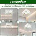 S97013576 Bathroom Fan Cover Grille with Springs, Replacement for Broan-NuTone 2684F,576,676,684,684NT, Exhaust Fan or Bathroom Ventilation Fan, Plastic, White, Light Fixture Not Included