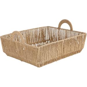 Simplify Large Shelf Storage Basket | Dimensions: 15"x 13"x 5"| 2 Carry Handles | Vertical Weave Design | Paper Rope Material | Great for Living Spaces | Great For Storage and Display