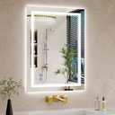 22"x30" LED Bathroom Mirror with Lights, Anti-Fog, Backlit + Front Lit, Dimmable, Led Vanity Mirror for Wall, Lighted Bathroom Mirror, 3 Colors, Shatter-Proof Tempered Glass