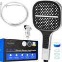 Maas & Bath 8-in-1 Chrome Shower Head - Handheld ShowerHead, Hose & Bracket Kit with 8 Customizable Spray Button Settings, High Water Pressure Square ShowerHead with Water Saving Design