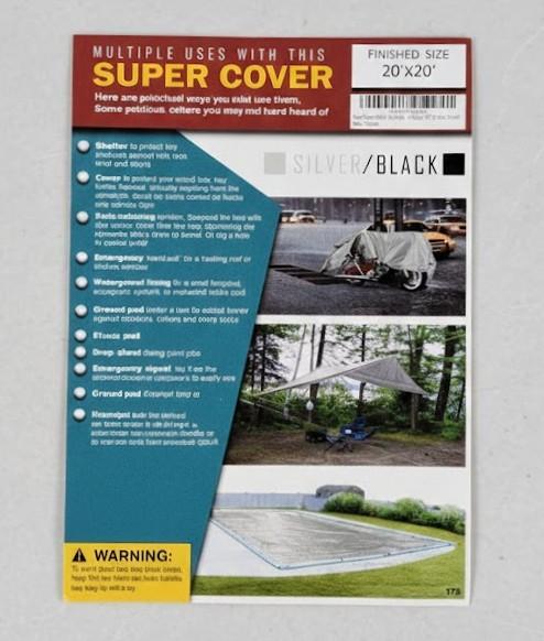 Trademark Supplies Tarp Cover 20X20 Silver/Black Heavy Duty Thick Material, Waterproof, Great for Tarpaulin Canopy Tent, Boat, RV Or Pool Cover!