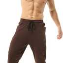 Hoerev Mens Cotton Running Athletic Sports Fashion Walking Running Yoga Breathable Pants Trousers (Brown, XL)
