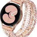 VISOOM Beaded Bracelet Compatible for Samsung Galaxy Watch 5/ 4 40mm 44mm Bands/ Active 2 40mm 44mm/ Watch 4 Classic 42mm 46mm Band Women, 20mm Handmade Fashion Cute Elastic Pearl Beads Bracelet Replacement for Galaxy Watch 5 Pro 45mm