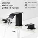 GAGALIFE 8 Inch Waterfall Bathroom Faucets - 3 Hole Widespread Bathroom Faucet with Pop-up Drain, Bathroom Sink Faucet, Modern Vanity Sink faucets with Supply Lines, Matte Black, JJL-3JT-PB-B-DXS-X