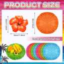 24 Pcs Luau Placemats and Flower Place Mat, Round Luau Fringe Place Mats Tropical Hibiscus Place Mats Bulk Summer Hawaiian Plate Table Placemats Tropical Party Supplies