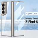 Clear Case for Samsung Galaxy Z Fold 6, Slim Fit Hard PC Case with Front Screen Protector, Anti-Yellowing Translucent Back Anti-Scratch Shockproof Cover for Samsung Z Fold 6 5G(Gold)