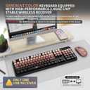 6 x FD Wireless Keyboard and Mouse Combo - 2.4G Full-Sized Cute Colorful Mouse and Keyboard with 104 Round Keys Retro Typewriter Keyboard for Laptop/Windows/PC - Black Gradient