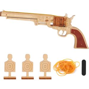 Cool Unique Gifts for Men, 3D Wooden Puzzles for Adults Colt Revolver Model 1851-3D Wooden Gun Puzzle Building Kit for Adults - Rubber Band Gun, Wood Toy Guns for Man Birthday Xmas Gift Idea
