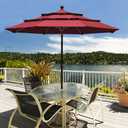 EliteShade USA 10-Year-Non-Fading 9ft 3-Tier Market Patio Umbrella, Commercial Grade Outdoor Table Umbrella with Crank Open, Windproof & UPF 50+ UV Protection, Heavy Duty Ventilation for Garden, Deck, Pool, Backyard, Beach & Bistro, Burgundy