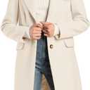 IDEALSANXUN Womens Wool Coats Fall Winter Notch Lapel Long Trench Coat Peacoat Blazer Jackets (Medium, Beige)