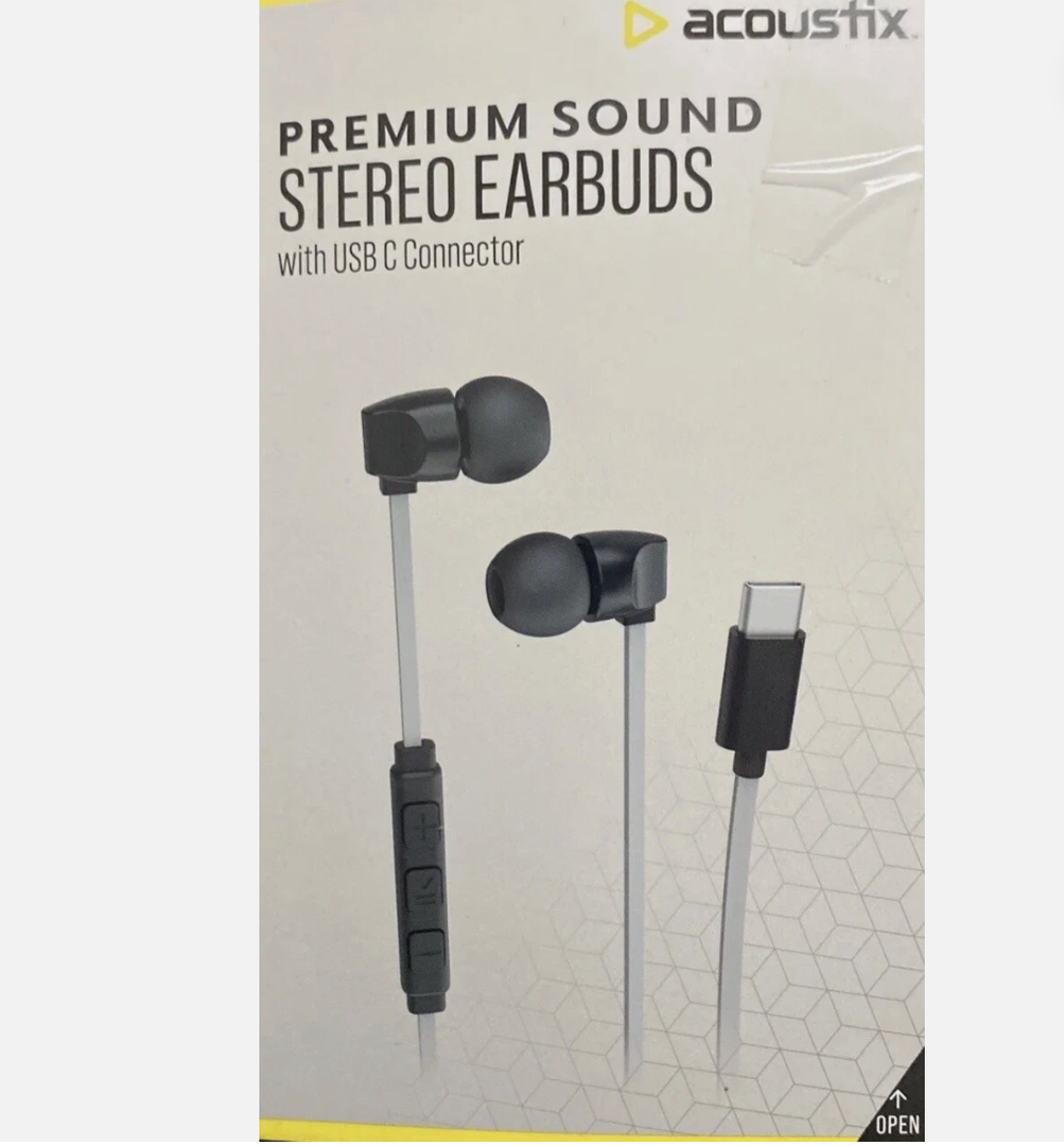 ACOUSTIX Premium Sound Stereo Earbuds with USB C Connector