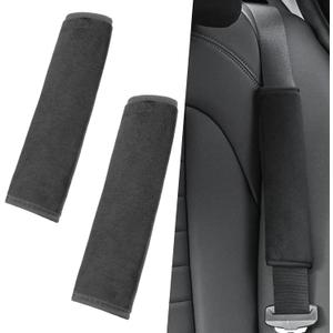 gunhunt 2 PCS Car Seat Belt Shoulder Pad, 9.7" x 2.5" Soft Plush Sweat-Absorbent and Breathable Seat Belt Protector, Relieves Shoulder Neck Pressure Accessory, Universal for Car and Backpack (Black)