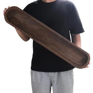 Decorative Wooden Dough Bowls 30 Inch, Long Natural Root Hand Carved Bowl Large Bread Shaped Wooden Tray, Rustic Centerpiece Dining Room Table Centerpiece Potpourri Decor Display Bowl