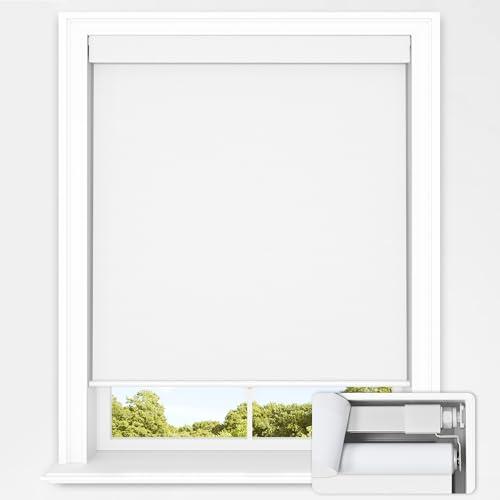 UNISHADES No Tools No Drill Cordless Blackout Roller Shades for Indoor Windows, Easy to Install, Darkens Rooms, Blocks Heat, and Protects Against UV Rays, Window Size 21.5” W × 72" H White