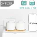ONTUBE Ceramic Sugar Bowl with Lid and Spoon Set of 2,Porcelain Seasoning Box Salt Bowl with Tray,8oz (White)