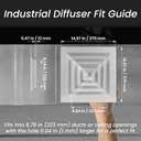 Repa Market 9" x 9" (Neck) Square Aluminum Ceiling Diffuser - Industrial 4 Way Supply Exhaust Ventilation, Air Conditioning - HVAC Horizontal Flow Duct Cover - Office Warehouse 14" x 14" (Outer)
