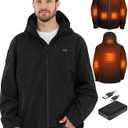 Heated Jacket for Men with 12V 15000mAh Battery Pack, Men's Waterproof Heated Coat, Outdoor Work Electric Jacket, Size 2XL