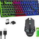Gaming Wireless TKL Keyboard Mouse Combo Rechargeable LED Backlit Tenkeyless Compact 87 Keys 6 Button for Computer Laptop PS4 PS5 Switch Compatible with Windows XP/7/8/10 iMac MacBook Xbox one X