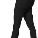 Sunzel No Front Seam Mini Flare Leggings for Women, Invisible Butt Scrunch Flared Yoga Pants with Tummy Control (Small, Black)
