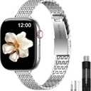 MioHHR Slim Metal Bands Compatible with Apple Watch Band Ultra Series 11 10, Thin Stainless Steel Strap for Women iWatch Band 42mm 41mm 40mm 38mm (Silver)