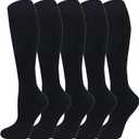 Warm Knee High Socks for Women-Thermal Cotton Socks for Hiking,Work,Winter,Gifts (Medium, 5 Black Pack Women)