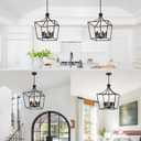 6-Light Farmhouse Chandelier, Adjustable Height Kitchen Island Pendant Lighting Fixture for Over Table Dining Room Living Room Foyer, Oil Rubbed Bronze & E12 Bulb Base