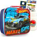 Hot Wheels Lunch Box for Boys Set - Bundle Lunch Bag, Stickers, Water Bottle, More Lunch Bag School Supplies for Kids