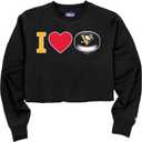 Blue 84 NHL womens Nhl Officially Licensed Women's Cropped Crewneck Sweatshirt Heart Black (X-Large)