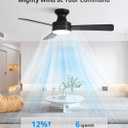 Orison Smart Ceiling Fans with Lights 42" Low Profile Flush Mount, RGB Backlight & Dimmable LED, Alexa & Google Compatible, 6-Speed Reversible, App & Remote Control, Quiet & Energy Saving, Black