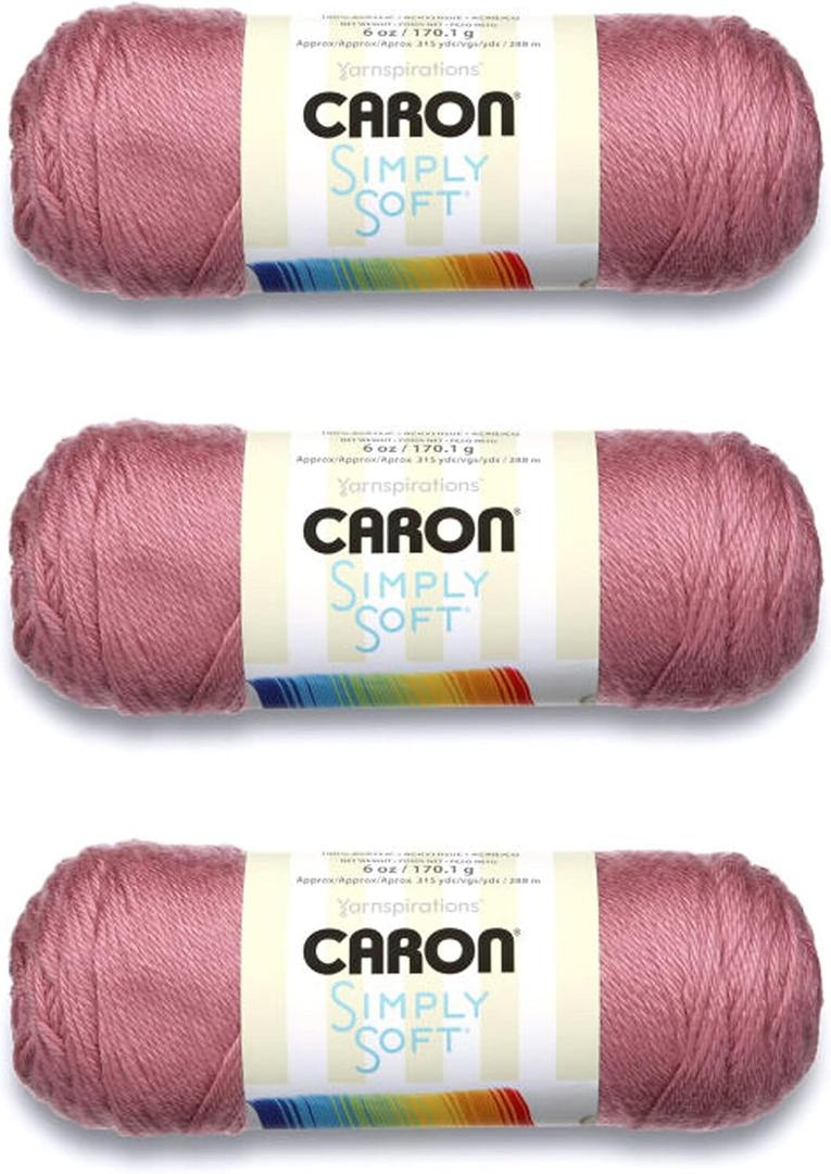 Caron Simply Soft Plum Wine Yarn - 3 Pack of 170g/6oz - Acrylic - 4 Medium (Worsted) - 315 Yards - Knitting/Crochet