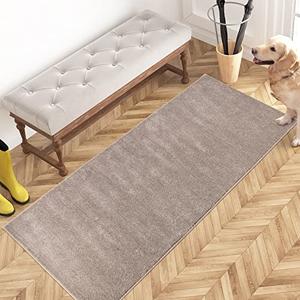PURRUGS Dirt Trapping Door Mat 24" x 59", Non-Slip Machine Washable Entryway Rug, Dog Doormat, Indoor Front Door Mat, Super Absorbent Entry Rug for Muddy Shoes & Paws, Taupe