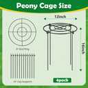 YHLYUZZ Peony Cages and Supports 4 Pack, 12x16 Inch Heavy Duty Metal Plant Cage for Outdoor Plants – Grow Through Flower Support Rings for Peonies, Roses, Tomatoes & Hydrangeas