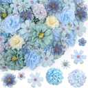 Cindeer 200 Pcs Fake Flower Heads for Crafts Mini Silk Flower Heads Faux Rose Artificial Daisy Blossom Heads Decorative Flowers for Home Bride Bridesmaid Wedding Centerpieces, 2-7 cm(Blue)