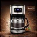 12 Cup Programmable Coffee Maker,Touchscreen Drip Coffee Maker-12 Cup Keep-Warm Function, Auto Shut-Off,Stainless Steel Construction,Permanent Filter,Ideal for Home and Office Use