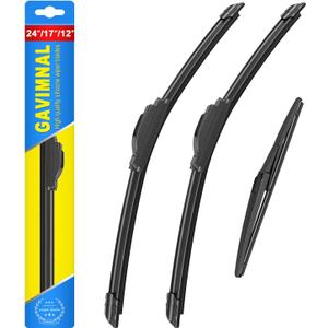 Gavimnal 24"+17"+12" Windshield Wiper Blades Replacement For Toyota RAV4 2006 2007 2008 2009 2010 2011 2012,All-Season Front Rear Wiper Blades(Set of 3)