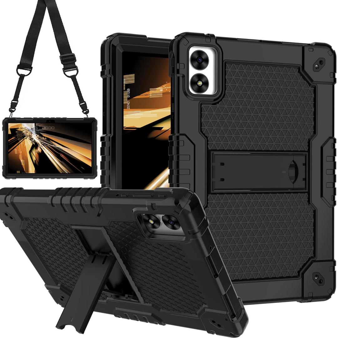 Case for Vortex ZTAB10/Vortex T10M PRO 10.1 inch Tablet Hybrid Shockproof Firendly Case Built in Kickstand Shoulder Strap for Vortex ZTAB 10/Vortex T10M PRO 10.1 inch Tablet (Black/Black)